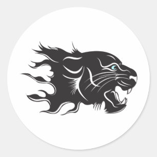 Black Panther Blue Eyes Runder Aufkleber