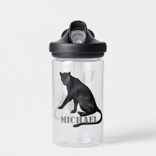 Black Panther Cat Leopard Personalisiert Trinkflasche (Vorne)
