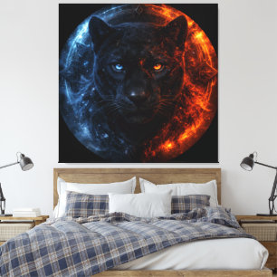 Black Panther – Fire & Ice   Mystical Animal Fanta Leinwanddruck