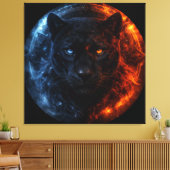 Black Panther – Fire & Ice | Mystical Animal Fanta Leinwanddruck (Insitu (Wohnzimmer))