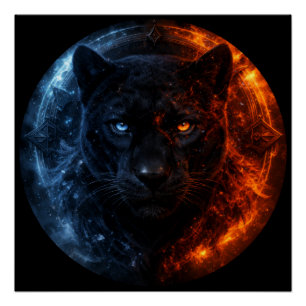Black Panther – Fire & Ice   Mystical Animal Fanta Poster