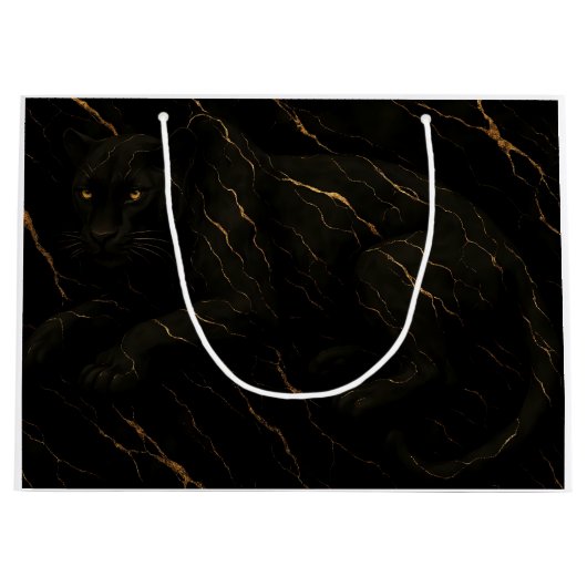 Black Panther Gold Marble Art Große Geschenktüte (Vorderseite)