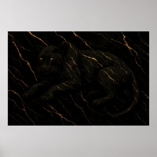 Black Panther Gold Marble Art Poster (Vorne)