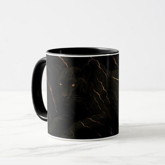 Black Panther Gold Marble Art Tasse (Vorderseite Links)