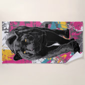 Black Panther Graffiti Pop Art Strandtuch (Vorderseite)