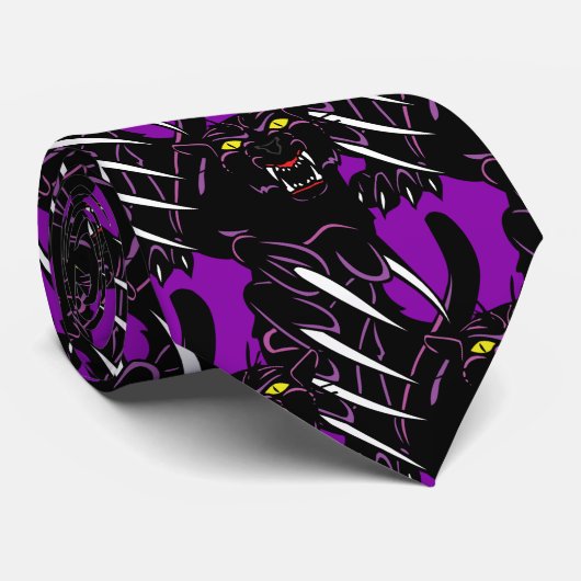 Black Panther Head Claws Sportfußball Necktie Krawatte (Gerollt)