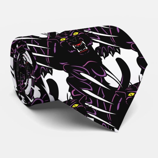 Black Panther Head Claws Sportfußball Necktie Krawatte (Gerollt)