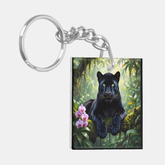 Black Panther in the Jungle Schlüsselanhänger (Vorderseite links)