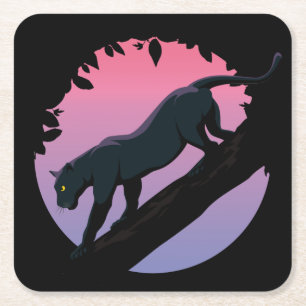 Black Panther Jungle Animal Rechteckiger Pappuntersetzer