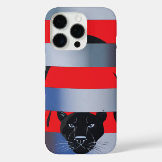 Black Panther Peeking Through Stripes – Sleek Mini iPhone 16 Pro Hülle