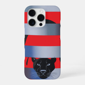 Black Panther Peeking Through Stripes – Sleek Mini iPhone 16 Pro Hülle