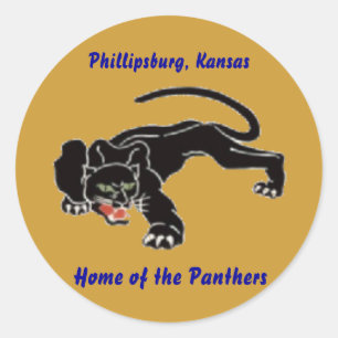 Black_panther, Phillipsburg, Kansas, Zuhause.. Runder Aufkleber