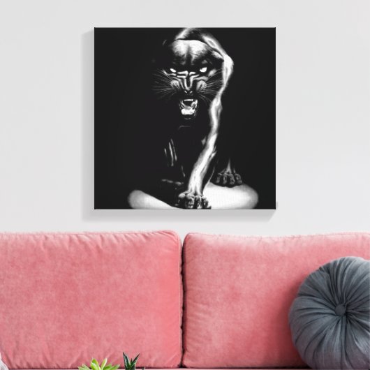 Black Panther Stretched Canvas Print Leinwanddruck (Insitu (Wohnzimmer))