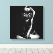 Black Panther Stretched Canvas Print Leinwanddruck (Insitu (Holzboden))