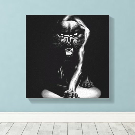 Black Panther Stretched Canvas Print Leinwanddruck (Insitu (Holzboden))