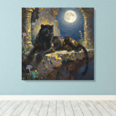 Black Panther under the Full Moon Leinwanddruck (Insitu (Holzboden))