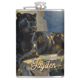 Black Panther under the Full Moon Personalized Flachmann