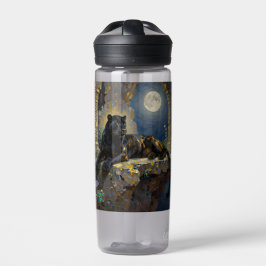Black Panther under the Full Moon Personalized Trinkflasche