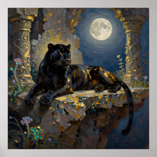 Black Panther under the Full Moon Poster (Vorne)