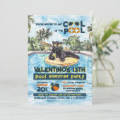 Black Panther Wild Pool Party Geburtstag Einladung (Stehend Vorderseite)