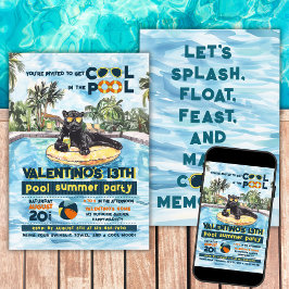 Black Panther Wild Pool Party Geburtstag Einladung