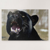 Black Panther with teeth showing and yellow eyes Puzzle (Horizontal)