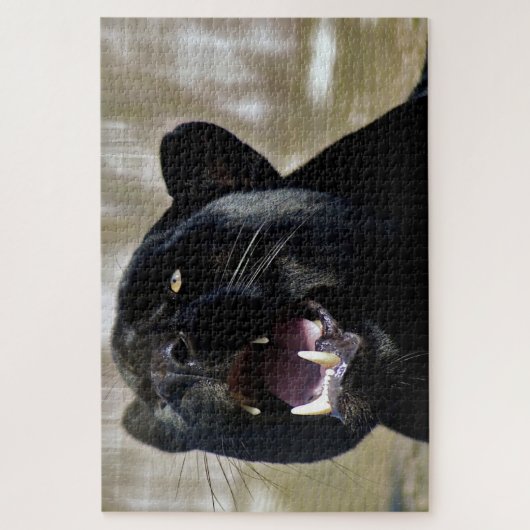 Black Panther with teeth showing and yellow eyes Puzzle (Vertikal)