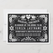 Black Papel Picado Liebe Hochzeit Brautparty Einladung (Vorderseite)