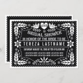 Black Papel Picado Liebe Hochzeit Brautparty Einladung (Vorne/Hinten)