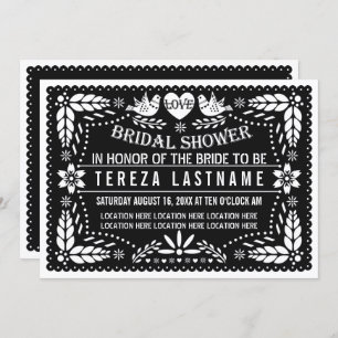 Black Papel Picado Liebe Hochzeit Brautparty Einladung