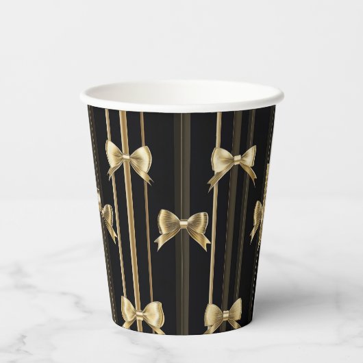 Black Paper Cup mit Golden Bow Pappbecher (Rückseite)