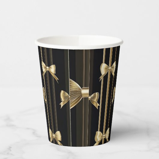 Black Paper Cup mit Golden Bow Pappbecher (Links)