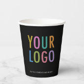 Black Paper Cups Custom Company Logo Branded 8 oz Pappbecher (Vorderseite)