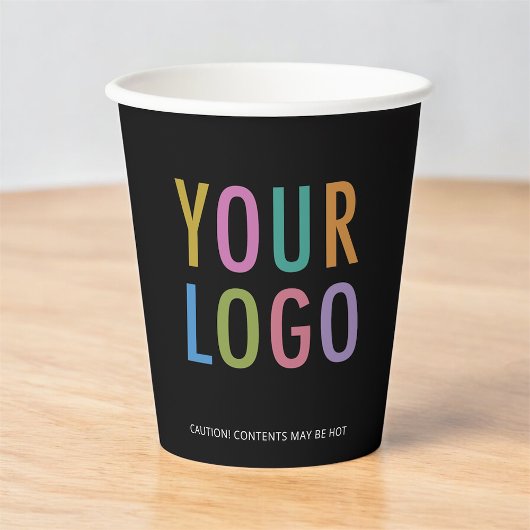 Black Paper Cups Custom Company Logo Branded 8 oz Pappbecher