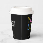 Black Paper Cups with Lids Custom Company Logo 8oz Pappbecher (Rechts)