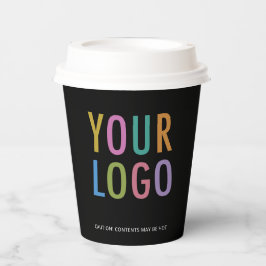 Black Paper Cups with Lids Custom Company Logo 8oz Pappbecher