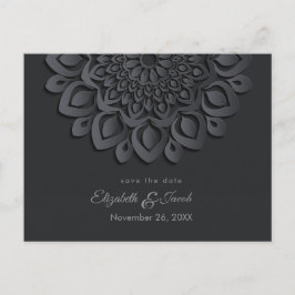 Black Paper Cut Mandala Save the Date Postkarte