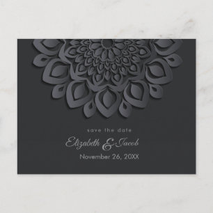 Black Paper Cut Mandala Save the Date Postkarte