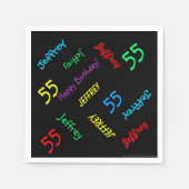 Black Paper Napkins, 55. Geburtstagsfeier Serviette (Vorderseite)