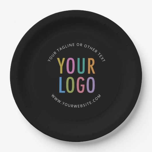 Black Paper Plates Company Logo Printed Bulk Pappteller (Vorderseite)