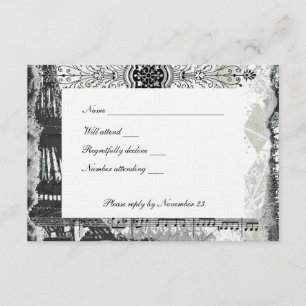 Black Paris Eiffel Tower Music uAwg mit Umschlag RSVP Karte