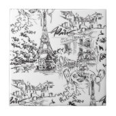 Black Paris Eiffel Tower Tower Fliese (Vorderseite)