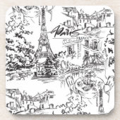 Black Paris Eiffel Tower Tower Getränkeuntersetzer (Vorderseite)