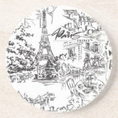 Black Paris Eiffel Tower Tower Getränkeuntersetzer (Vorne)