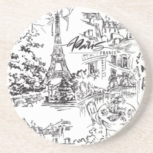 Black Paris Eiffel Tower Tower Getränkeuntersetzer (Vorne)