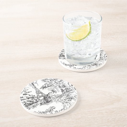 Black Paris Eiffel Tower Tower Getränkeuntersetzer (Seite)