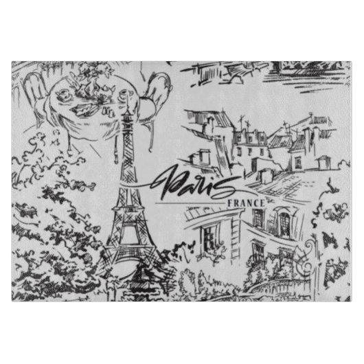 Black Paris Eiffel Tower Tower Schneidebrett (Vorderseite)
