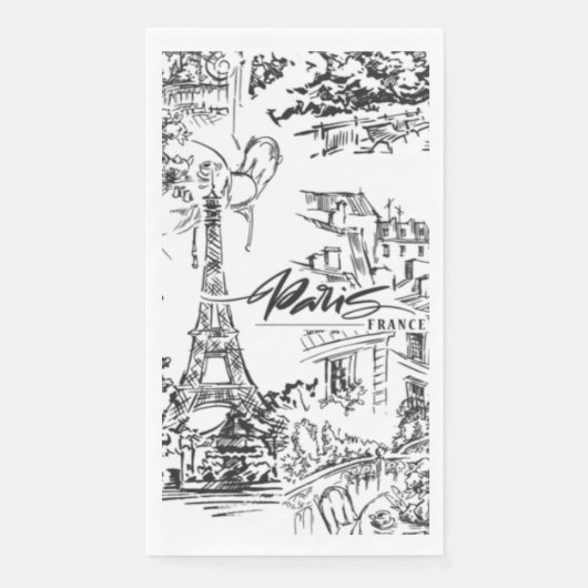 Black Paris Eiffel Tower Tower Serviette (Vorderseite)