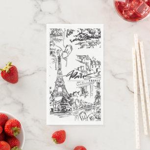 Black Paris Eiffel Tower Tower Serviette