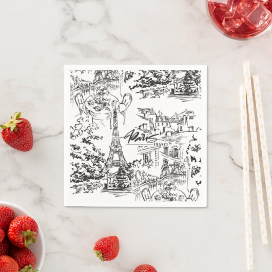 Black Paris Eiffel Tower Tower Serviette (Beispiel)
